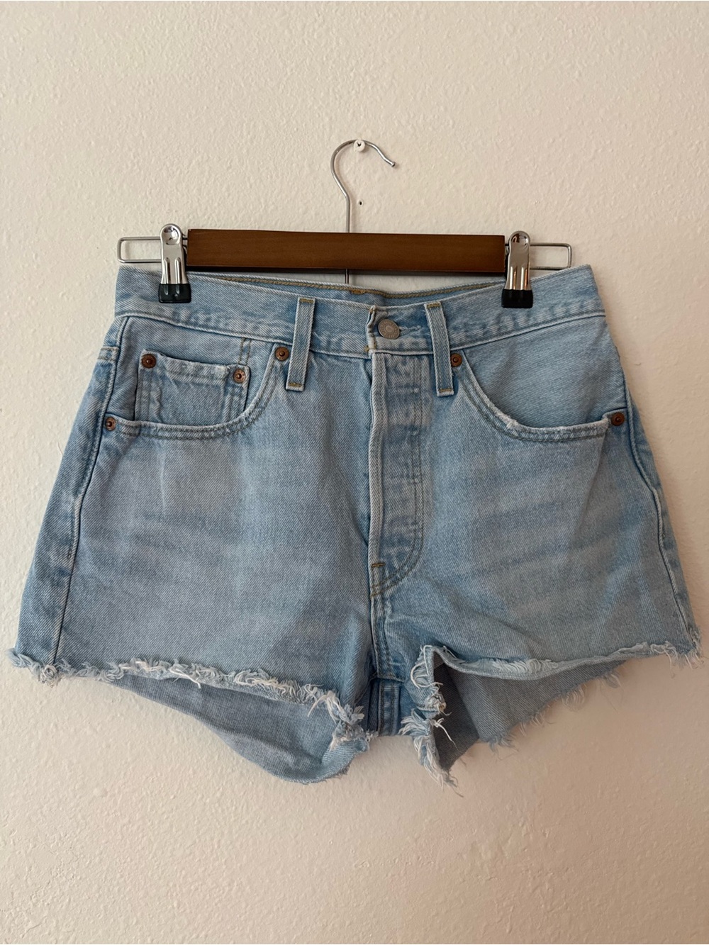 Levi's 501 Light Blue High-Rise Denim Shorts